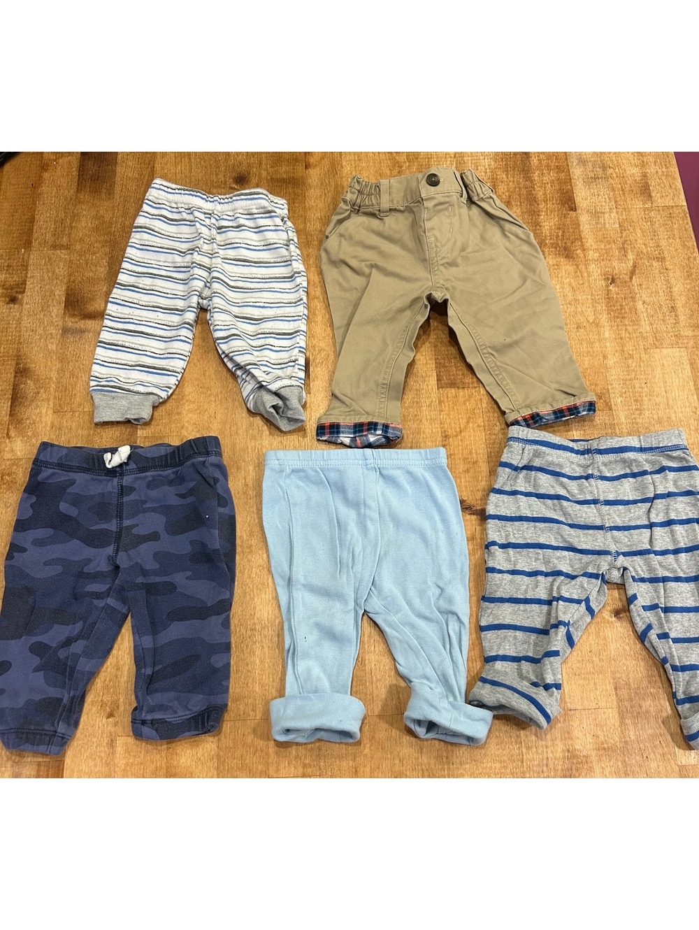 Lot of 5 Baby Pants Size 6 Months - Mixed Styles and Colors